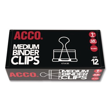 ACCO Medium Binder Clips - Black/Silver (1-Dozen)