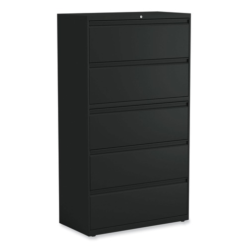  | Alera 25497 36 in. x 18.63 in. x 67.63 in. 5 Lateral File Drawer - Legal/Letter/A4/A5 Size - Black image number 0