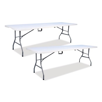 Iceberg 94.5 in. x 29.9 in. x 30 in. Bifold Rectangular Resin Folding Table - White Granite Top/Gray Base/Legs (2/Pack)