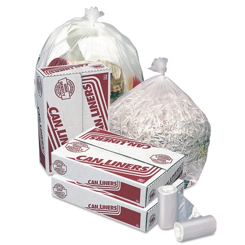 Just Launched | Pitt Plastics MR30371MC 30-Gallon 10 Microns High-Density 30 in. x 37 in. Coreless Mini-Roll Can Liners - Natural (500-Piece/Carton) image number 0