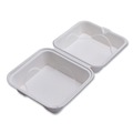Food Trays, Containers, and Lids | Eco-Products EP-HC6NFA Vanguard 6 in. x 6 in. x 3 in. Renewable and Compostable Sugarcane Clamshells - White (500/Carton) image number 6