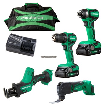 COMBO KITS | Metabo HPT KC18DDX4SM 18V MultiVolt Brushless Lithium-Ion Cordless 4-Tool Sub-Compact Combo Kit with 2 Batteries (2 Ah)