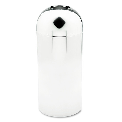 Trash Cans | Safco 9875 Reflections 15 Gallon Open-Top Dome Receptacle - Chrome image number 0