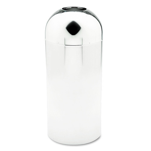 Trash Cans | Safco 9875 Reflections 15-Gallon Open-Top Dome Receptacle - Chrome image number 0