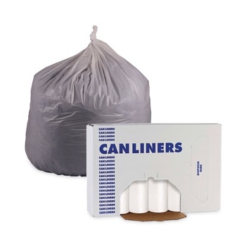 Boardwalk H7658MWKR01 55 Gallon 0.63 mil 38 in. x 58 in. Repro Low-Density Can Liners - White (10 Rolls/Carton,10 Bags/Roll)