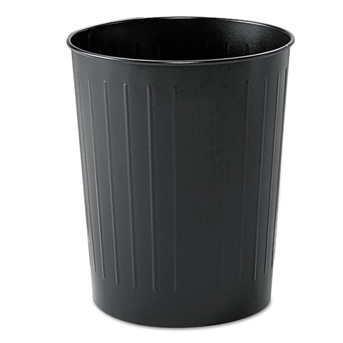 Trash Cans | Safco 9604BL 6-Gallon Round Steel Wastebaskets - Black image number 0