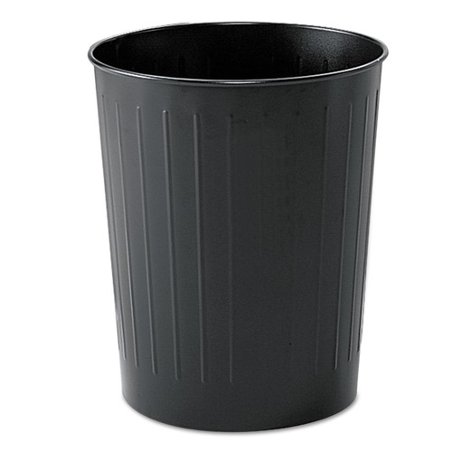 Trash Cans | Safco 9604BL Round Wastebasket, Steel, 23.5 Qt, Black image number 0