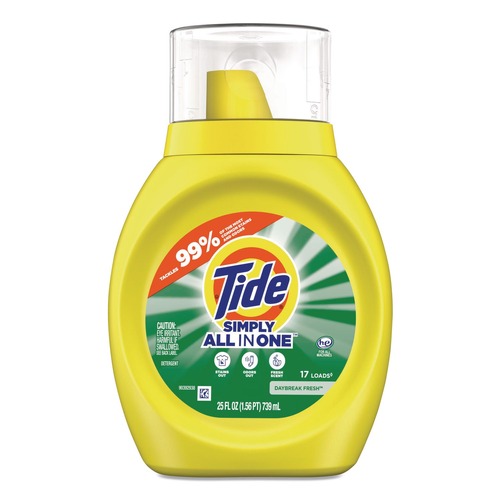 Laundry Detergent | Tide 80795513 25 oz Simply All-In-One Liquid Laundry Detergent - Daybreak Fresh Scent (6/Carton) image number 0