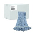 Cleaning & Janitorial Supplies | Boardwalk BWK542CT Narrow Floor Finish Rayon/Polyester Mop Head - Medium, White/Blue (12/Carton) image number 0