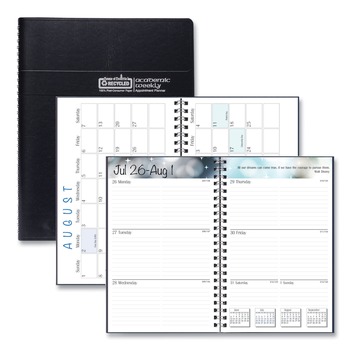 House of Doolittle 8 in. x 5 in. 13-Month (Aug 2025-Aug 2026) Recycled Academic Weekly/Monthly Appointment Planner - Black Cover