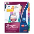  | Avery 11143 Ready Index 11 in. x 8.5 in. 15-Tab Traditional Color Customizable TOC 1 to 15 Tab Dividers - Multicolor (1-Set) image number 0