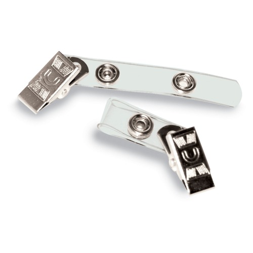 Paper Clips, Binder Clips, & Fasteners | Advantus 75410 0.38 in. x 2.75 in. Badge Straps with Clips - Clear (100/Box) image number 0