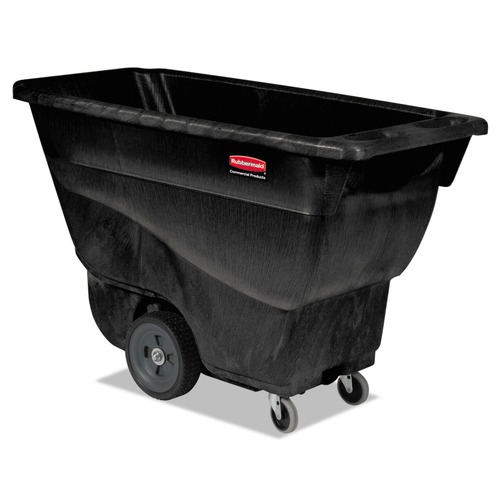 Trash Cans | Rubbermaid Commercial FG9T1300BLA 450 lbs. Capacity Rectangular Structural Foam Tilt Truck - Black image number 0