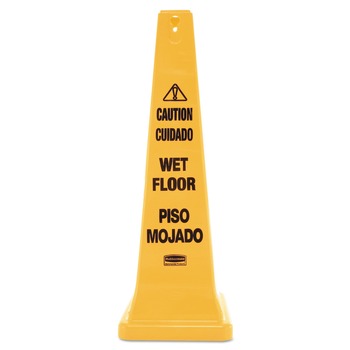 Rubbermaid Commercial 12.25 in. x 12.25 in. x 36 in. Multilingual Wet Floor Safety Cone