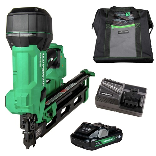 Framing Nailers | Metabo HPT NR1890DRAM 18V Lithium-Ion 21 Degree Cordless Plastic Strip Framing Nailer Kit (4 Ah) image number 0