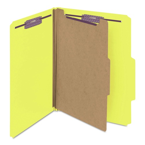 Office Jansan | Smead 13734 Pressboard Four-Section Top Tab Classification Folders - Letter, Yellow (10/Box) image number 0