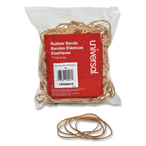  | Universal UNV00418 Size 18 Rubber Bands with 0.04-in Gauge - Beige (400/Pack) image number 0