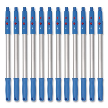 Gritt Commercial 20 in. Aluminum Extension Pole with Click/Lock Adapter Cone - Blue/Silver (12/Pack)