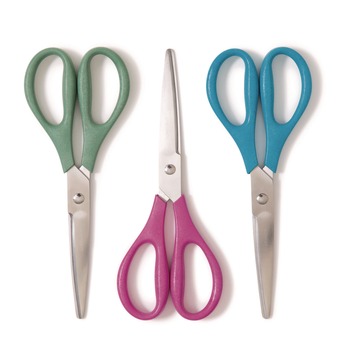 U Brands U-Eco 9.45 in. Long 3 in. Cut Length Scissors - Straight Assorted Color Handles (3/Pack)