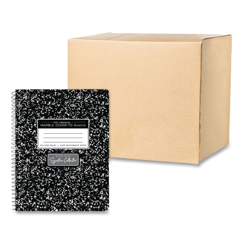 Notebooks & Pads | Roaring Spring 10111 9.75 in. x 7.5 in. 70-Sheets Medium/College Rule Spring Signature Composition Notebook - Black Marble Cover (24/Carton) image number 0