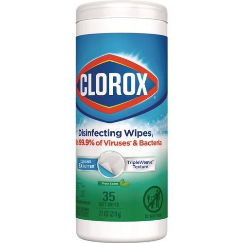 Hand Wipes | Clorox 01593 7 in. x 8 in. 1-Ply Disinfecting Wipes - Fresh Scent, White image number 0