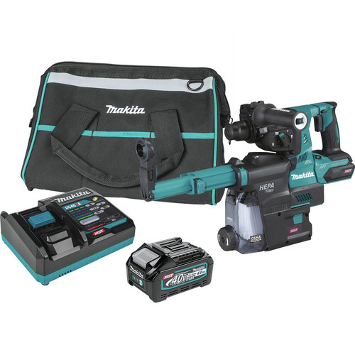 Makita GRH01M1W 40V max XGT Brushless Lithium-Ion 1-1/8 in. Cordless AFT/AWS Capable AVT Rotary Hammer Kit with SDS-PLUS Dust Extractor (4 Ah) image number 0