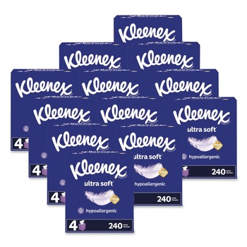 Kleenex 54308 Ultra Soft 3-Ply Facial Tissue - White (12/Carton)