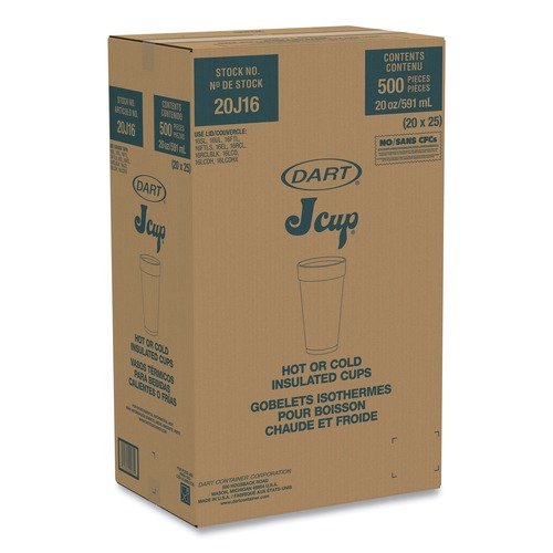 Food Trays, Containers, and Lids | Dart 20J16 20 oz. Foam Drink Cups - White (500/Carton) image number 0