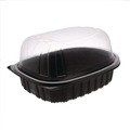 Food Trays, Containers, and Lids | Pactiv Corp. YCNC60030LDZ 10.75 in. x 8.5 in. x 4.25 in. ClearView MealMaster Chicken Roaster - Black/Clear (95/Carton) image number 4