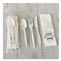 Food Service | Boardwalk BWK6COMBOKITPP 5.86 in. 6-Piece Mediumweight Plastic Cutlery Fork/Knife/Napkin/Pepper/Salt/Spoon Kit - White (250/Carton) image number 4
