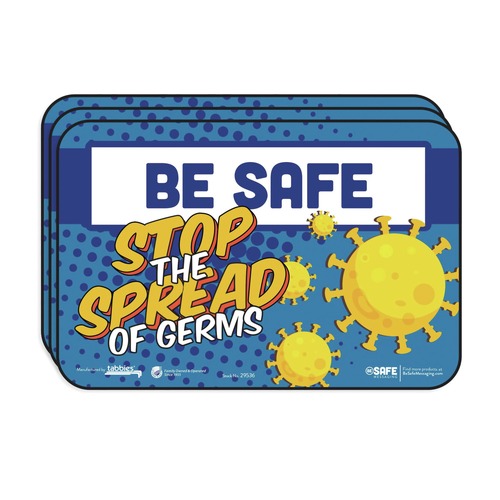 Floor Signs | Tabbies 29536 9 in. x 6 in. "Be Safe, Stop The Spread Of Germs" Wall Signs (3/Pack) image number 0