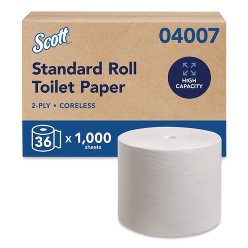 Toilet Paper | Scott 04007 Essential Coreless SRB Septic Safe 2-Ply Bathroom Tissue - White (36/Carton) image number 0