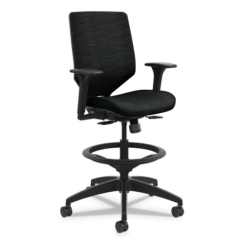 Office Chairs | HON HONSVSU1ACLC10T Solve Series Upholstered Back Task Stool Supports Up to 300 lbs. 23 in. to 33 in. Seat Height Ink Seat/Back - Black Base image number 0