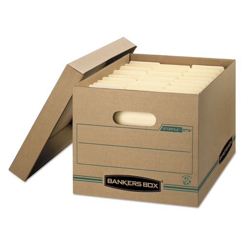 Boxes & Bins | Bankers Box 1277601 STOR/FILE 12.5 in. x 16.25 in. x 10.5 in. Basic-Duty Storage Boxes - Kraft/Green (12/Carton) image number 0