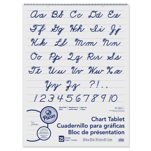 Project & Display Boards | Pacon P0074610 24 in. x 32 in. 25 Sheets 1 in. Rule Presentation Format Chart Tablets - White image number 0