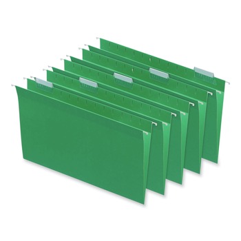 Universal 1/5 Cut Tab Legal Size Deluxe Color Hanging File Folders - Bright Green (25/Box)