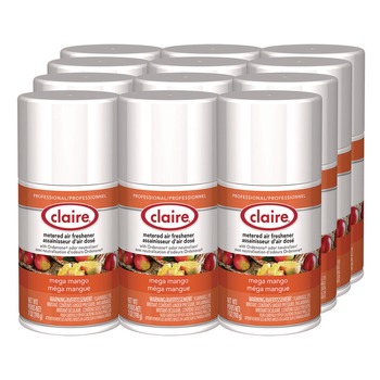 Claire 11 oz. Aerosol Spray Metered Air Freshener - Mango (12/Carton)
