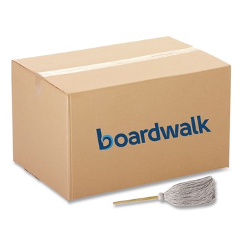 Boardwalk #20 White Cotton Head 50 in. Wood Handle Cotton Deck Mop (12/Carton)