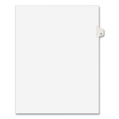 Office Jansan | Avery 01406 11 in. x 8.5 in. 26-Tab F Avery Style Preprinted Legal Exhibit Side Tab Index Dividers - White (25/Pack) image number 0