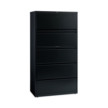 Hirsh Industries 36 in. x 18.62 in. x 67.62 in. 5 Letter/Legal/A4-Size File Drawers Lateral File Cabinet - Black