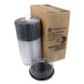 Food Trays, Containers, and Lids | Pactiv Corp. YEH899020000 10 in. x 10 in. x 3.38 in. Round ShowCake 2-Part Cake Container - Clear/Black (90/Carton) image number 0