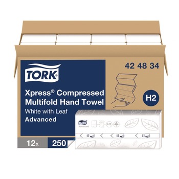Tork 8.3 in. x 9.25 in. 1-Ply Xpress Compressed Multifold Hand Towels - White (12 Packs/Carton)