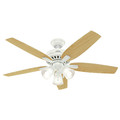 Ceiling Fans | Hunter 53316 52 in. Newsome Fresh White Ceiling Fan with Light image number 3