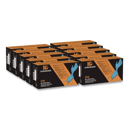 Work Gloves | KleenGuard 57372 9.5 in. Long 6 mil Thick Powder-Free G10 Nitrile Gloves - Medium Blue (10-Boxes/Carton) image number 0