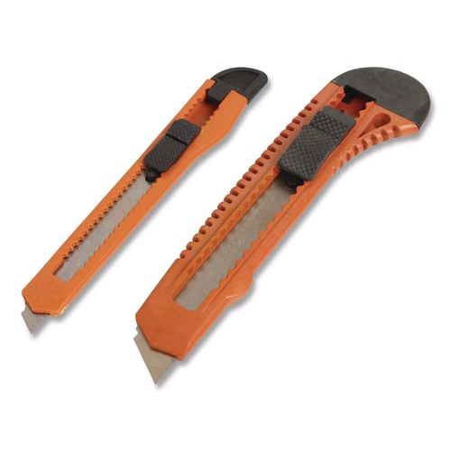 Office Jansan | Great Neck 2SBK 9 mm/18 mm Knife Snap-Off Utility Knife Set - Orange/Black image number 0