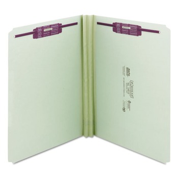 FILING AND FOLDERS | Smead 14910 Straight Tab 2 in. Expansion Letter Size Recycled Pressboard Folders with 2 SafeSHIELD Coated Fasteners - Gray-Green (25/Box)