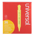 Universal UNV08866 Chisel Tip Desk Highlighter Value Pack - Fluorescent Yellow Ink, Yellow Barrel (36/Pack) image number 3