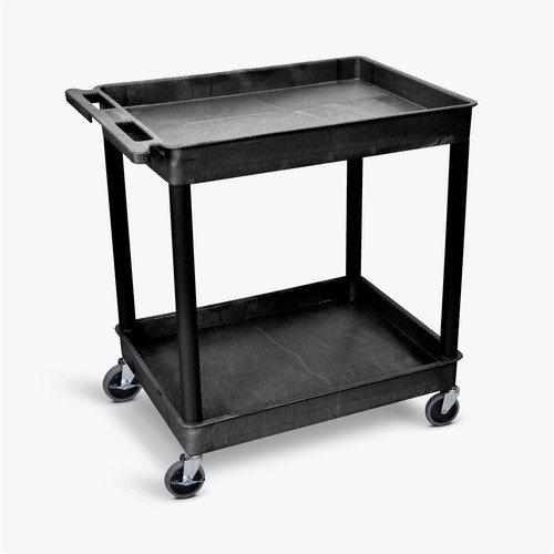 Luxor TC11 400 lbs. Capacity 2 Shelf Plastic Utility Cart - Black image number 0