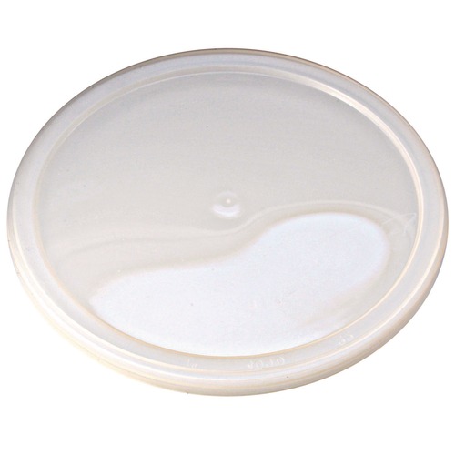 Food Trays, Containers, and Lids | Fabri-Kal 000000000009505261 4.6 in. Diameter Pro Kal Polyethylene Flush Fill Round Plastic Deli Lids - Clear (500/Carton) image number 0