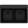 Kitchen Sinks | Elkay ELG3322BK0 Quartz Classic 33 in. x 22 in. x 9-1/2 in., Equal Double Bowl Top Mount Sink (Black) image number 1